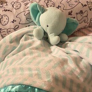 Cloud Island Mint Striped Elephant Blanket